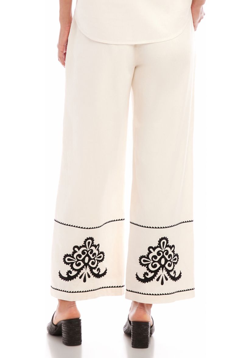 Womens Embroidered Drawstring Pants