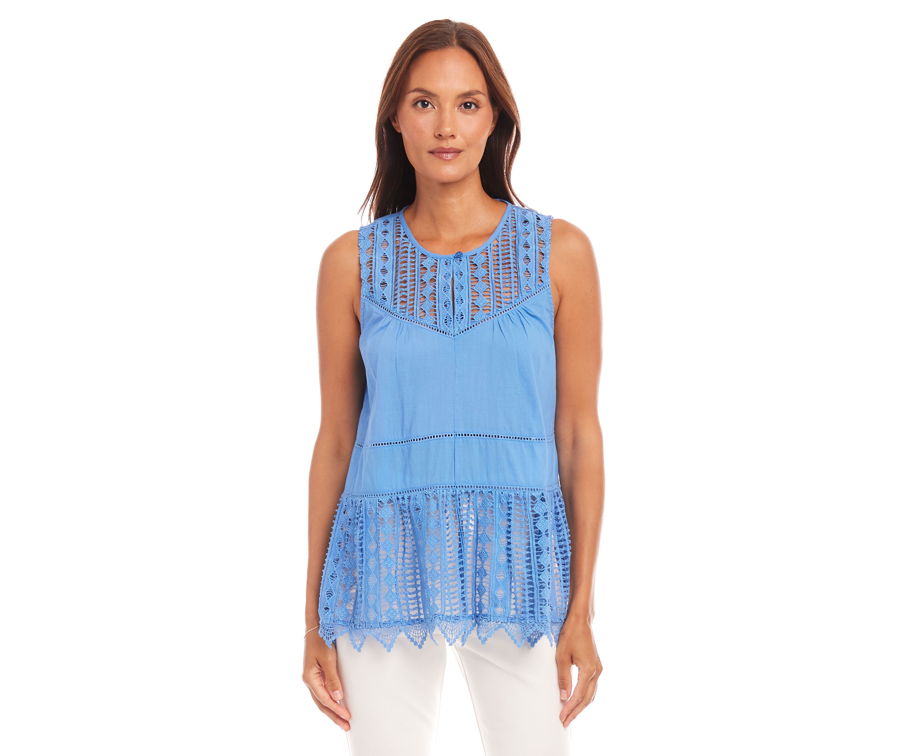 Womens Lace Trim Sleeveless Top