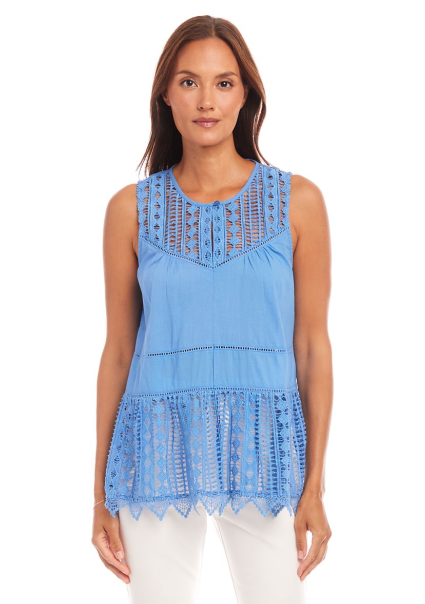 Womens Lace Trim Sleeveless Top
