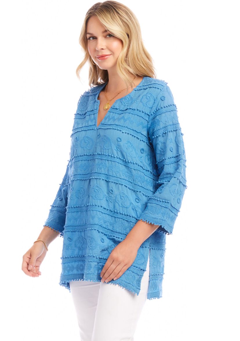 Womens 3/4 Sleeve Embroidered Tunic