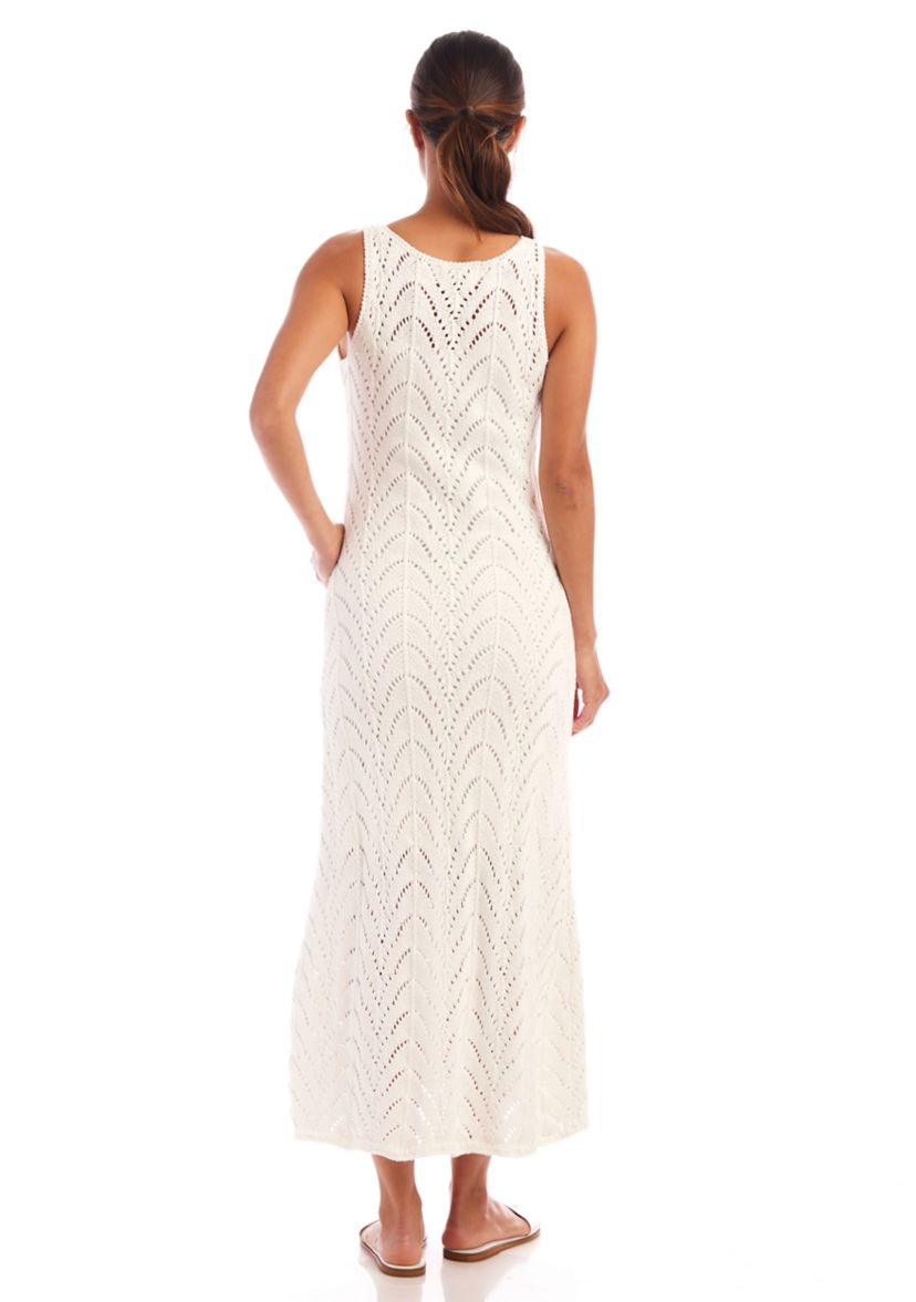 Womens Sleeveless Crochet Midi Dress