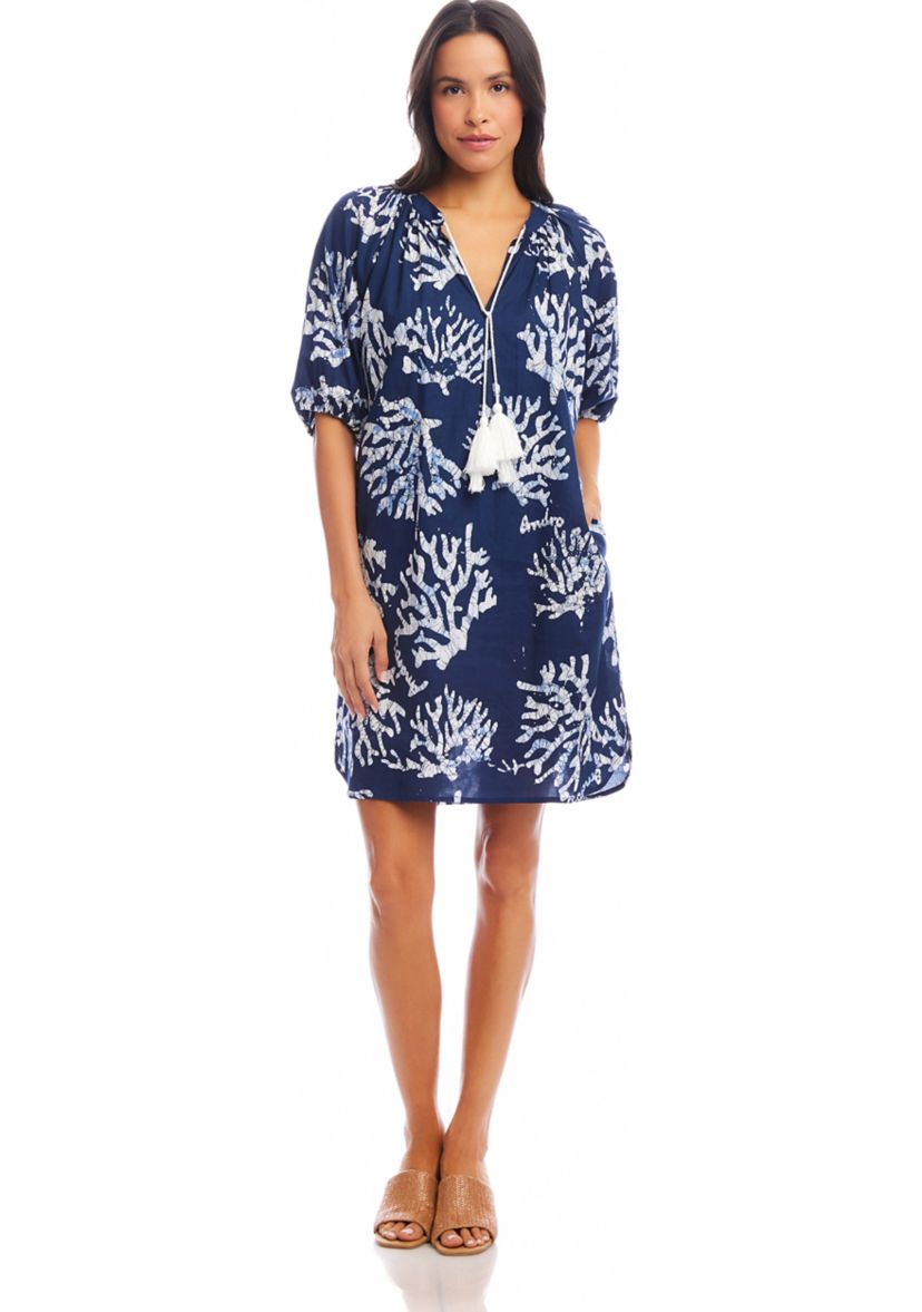 Womens Puff Sleeve Tassel Dress