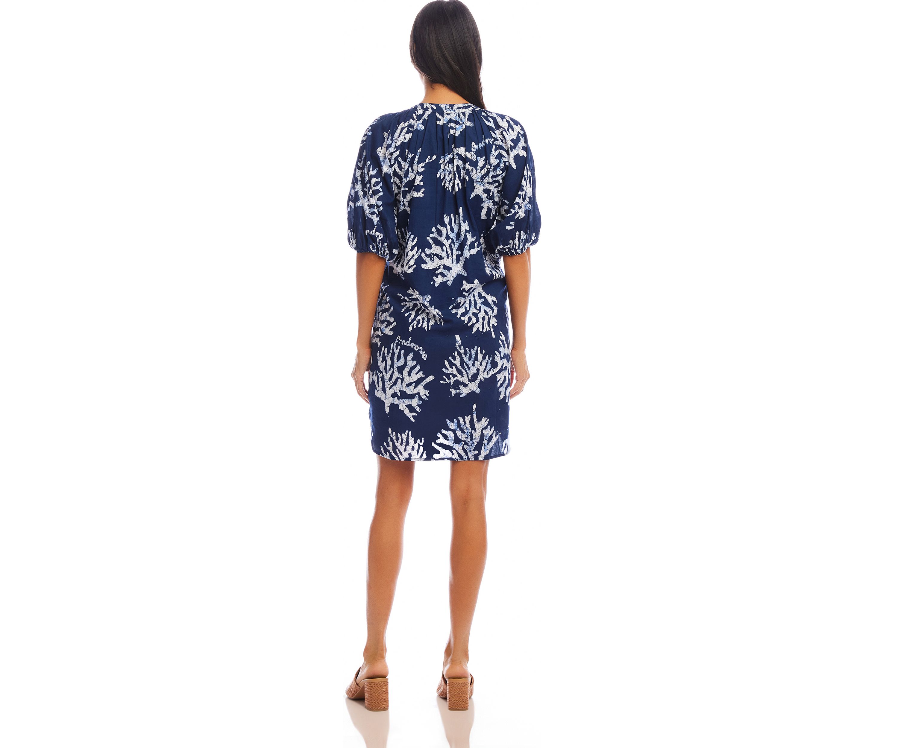 Womens Puff Sleeve Tassel Dress
