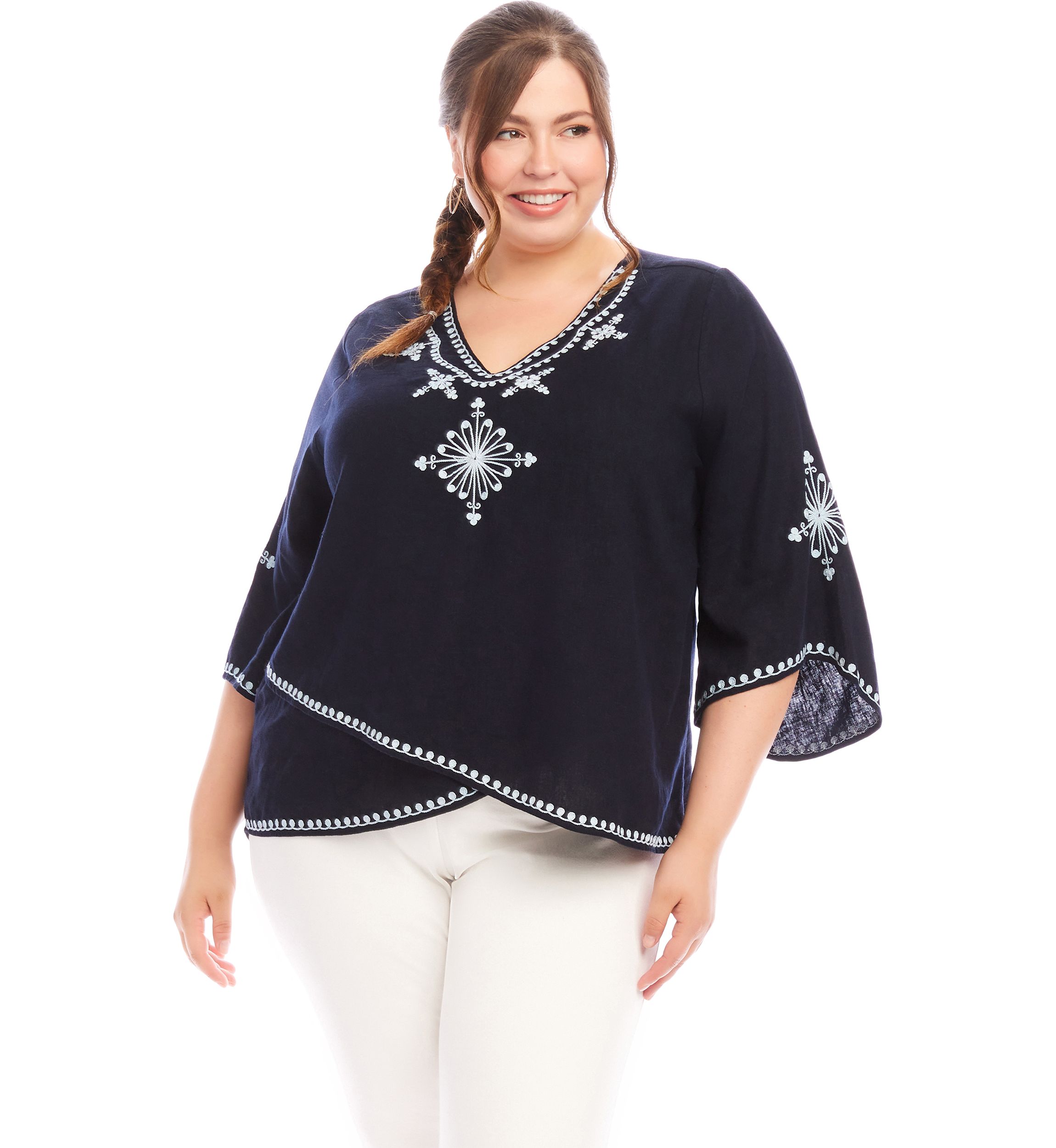 Plus Size Bracelet Sleeve Asymmetric Top