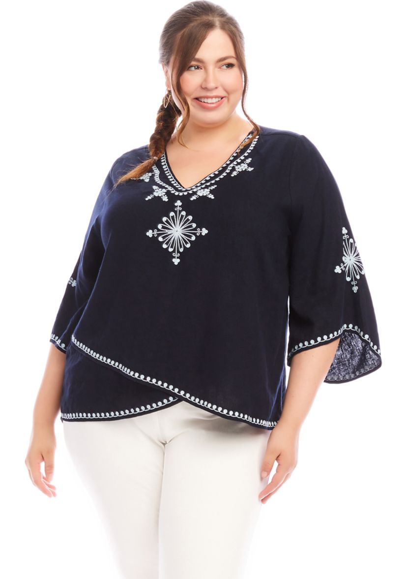 Plus Size Bracelet Sleeve Asymmetric Top