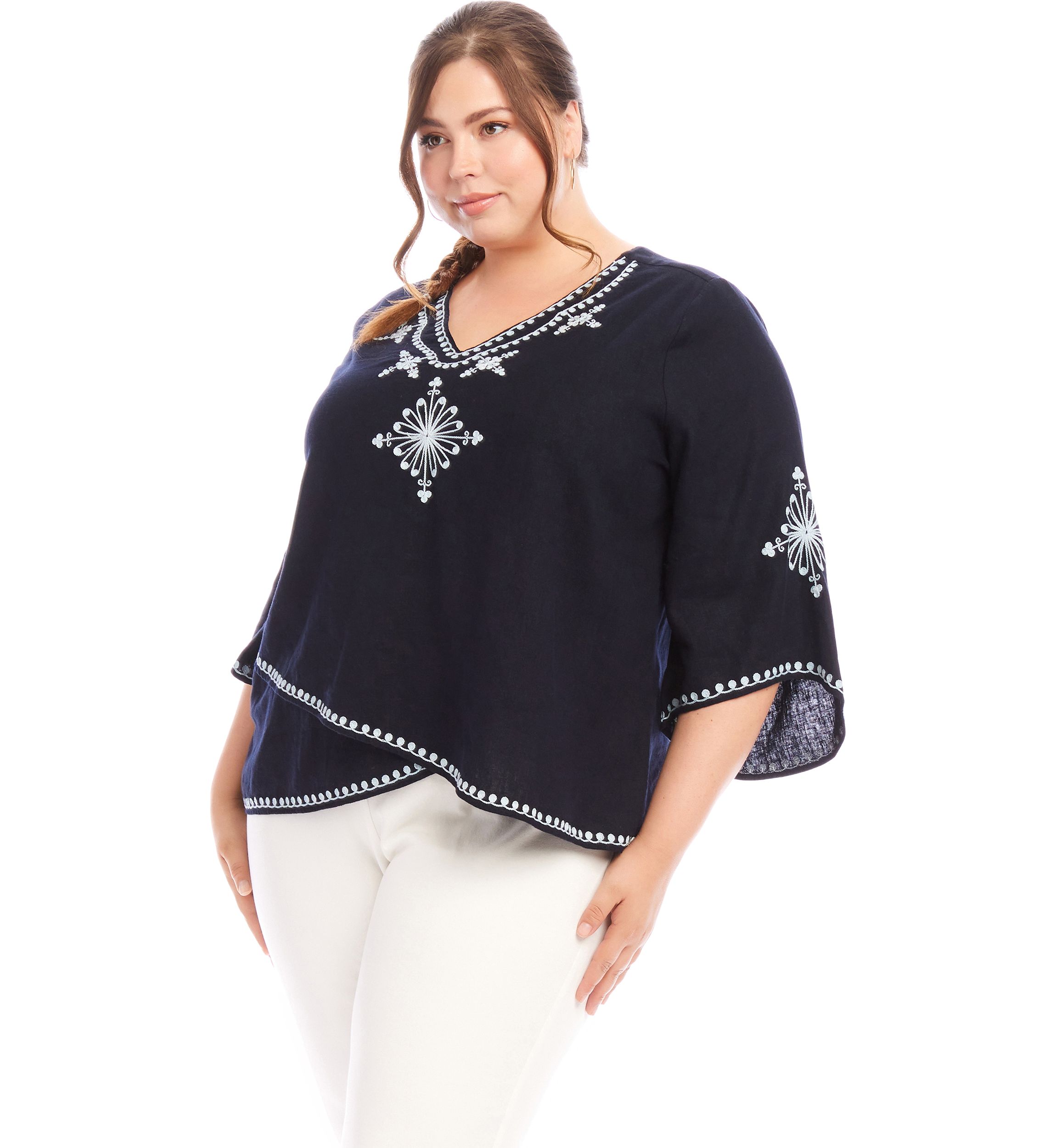 Plus Size Bracelet Sleeve Asymmetric Top