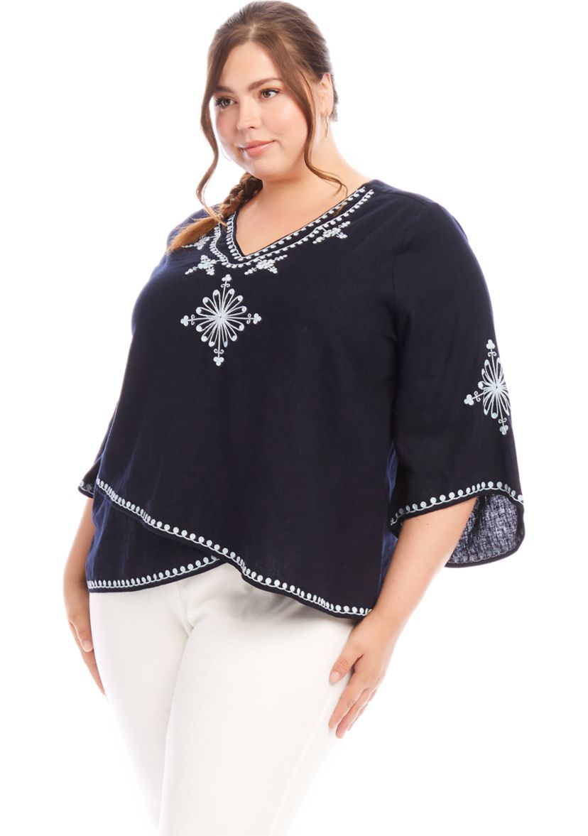 Plus Size Bracelet Sleeve Asymmetric Top