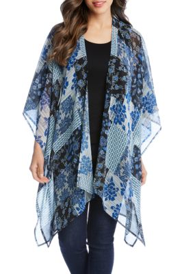 Karen Kane Sheer Patchwork Print Kimono | belk