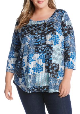 karen kane plus size 3 4 sleeve shirttail to