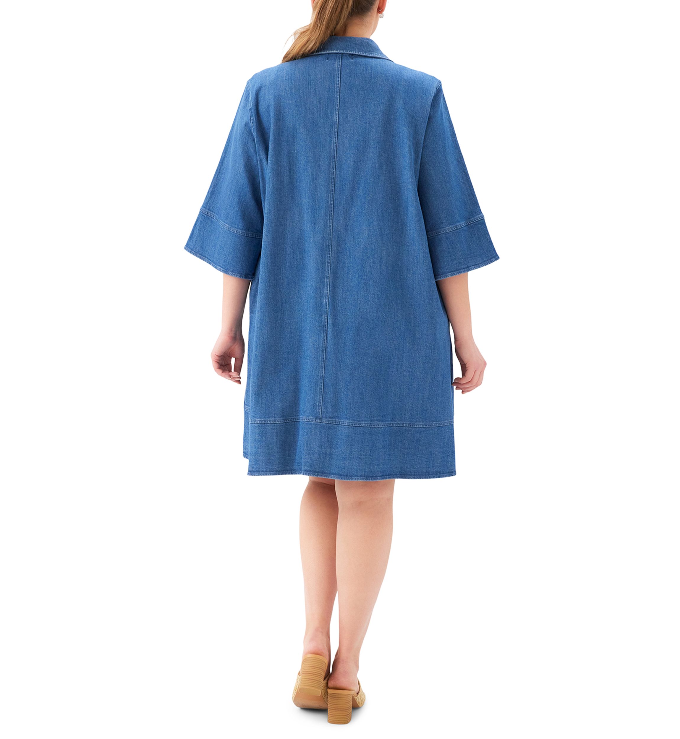 karen kane denim dress Karen Kane Women's Cap Sleeve Denim Shirtdress, Large, L, Off White, 100% Cotton
