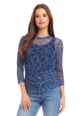 Women's Side Shirred Mesh Top