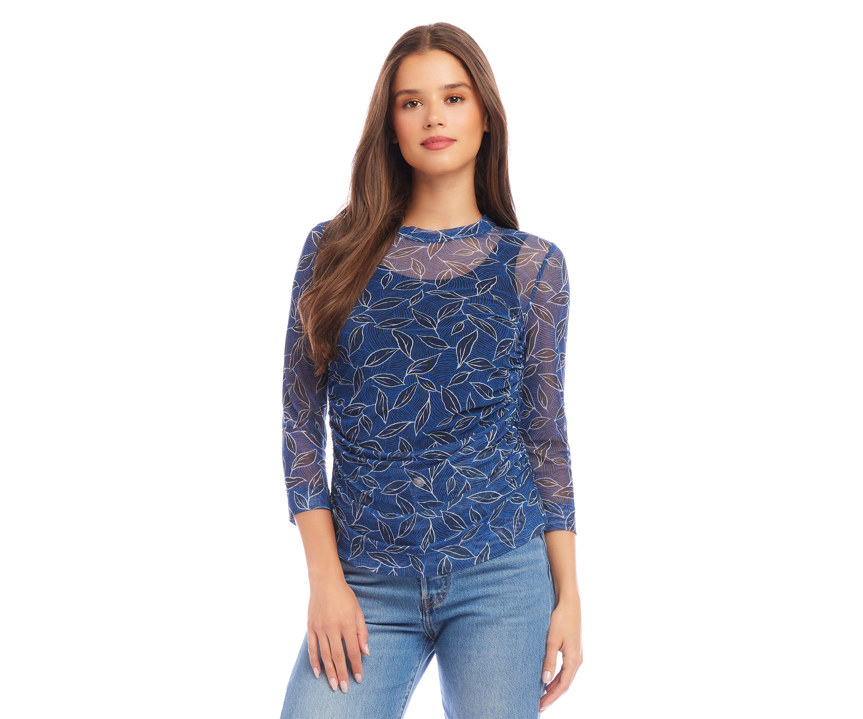Womens Side Shirred Mesh Top