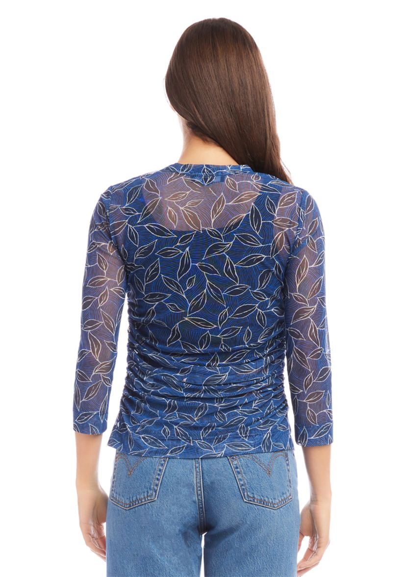 Womens Side Shirred Mesh Top