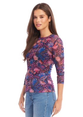 Women's Shirred Sleeve Mesh Top