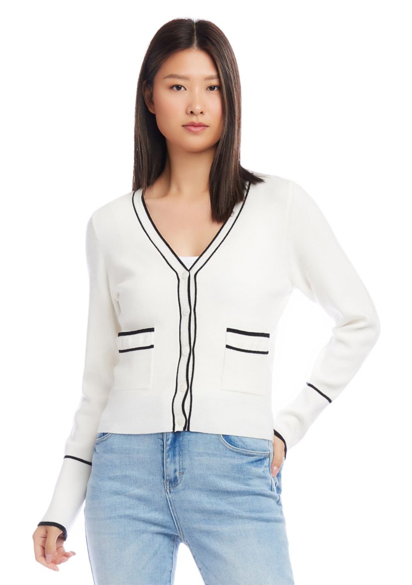 Petite Size Contrast Trim Cardigan