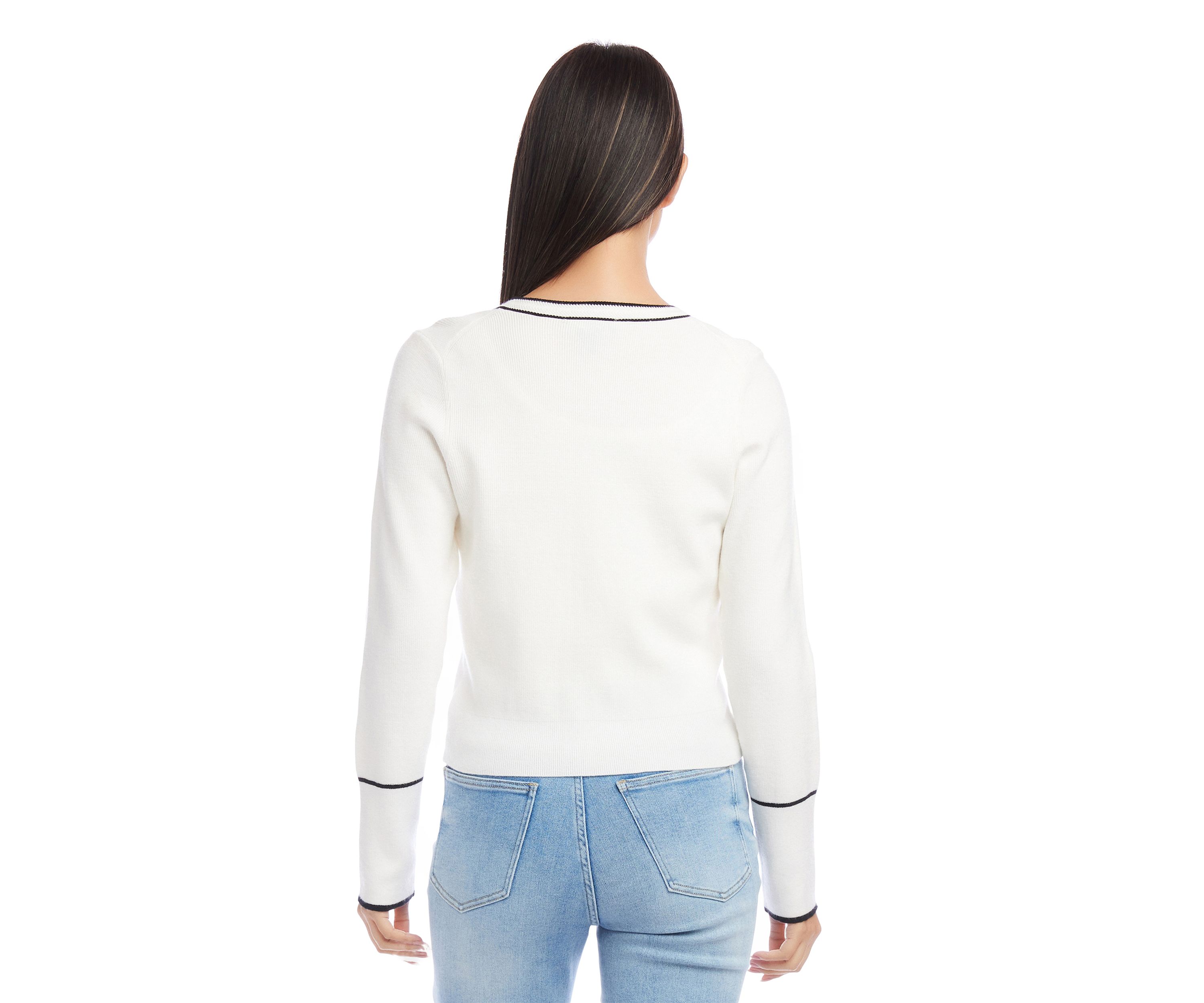 Petite Size Contrast Trim Cardigan