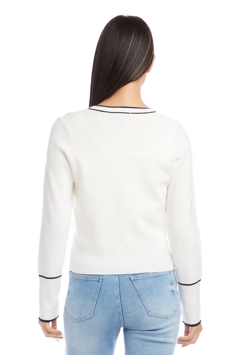 Petite Size Contrast Trim Cardigan