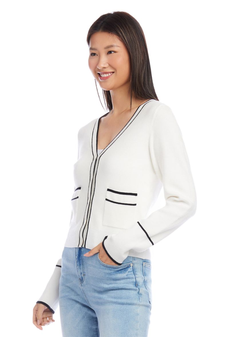 Petite Size Contrast Trim Cardigan