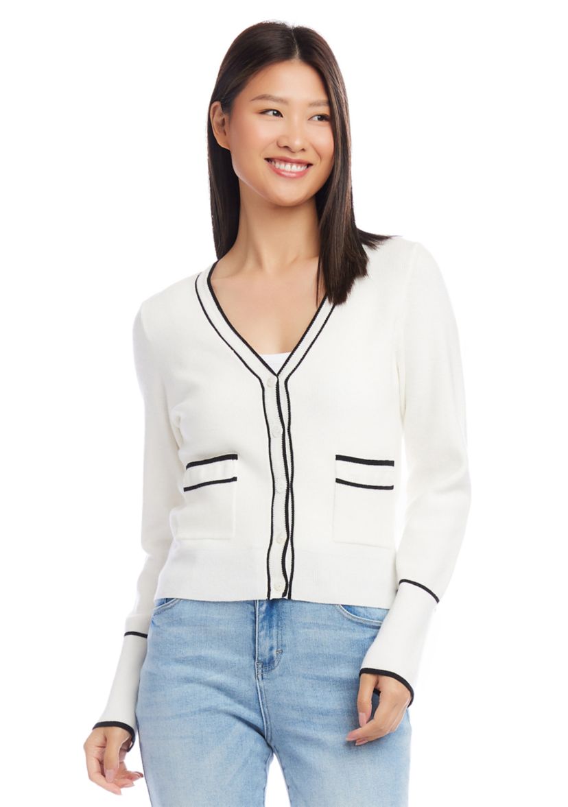 Petite Size Contrast Trim Cardigan