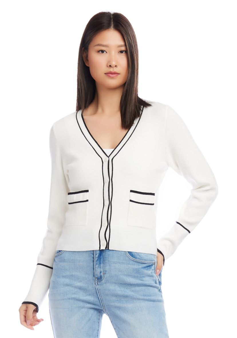 Womens Contrast Trim Cardigan