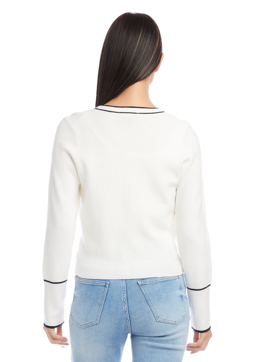 Womens Contrast Trim Cardigan