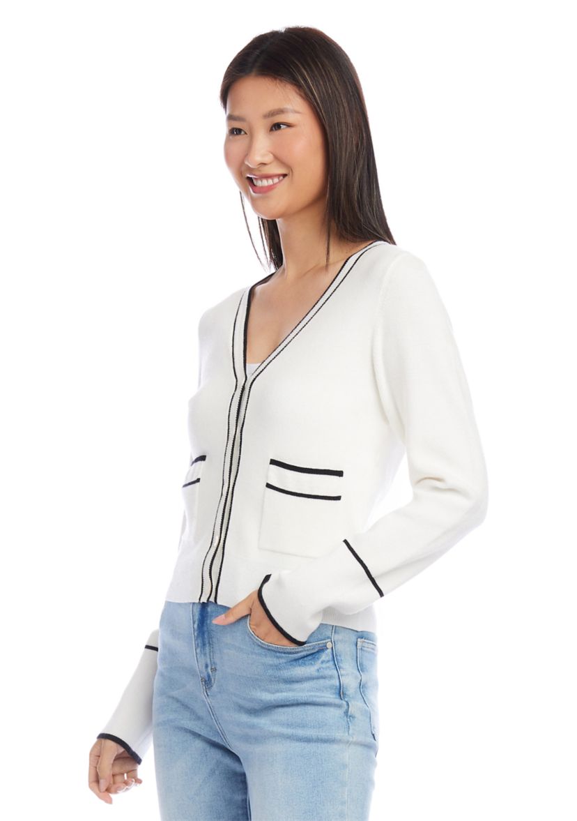Womens Contrast Trim Cardigan