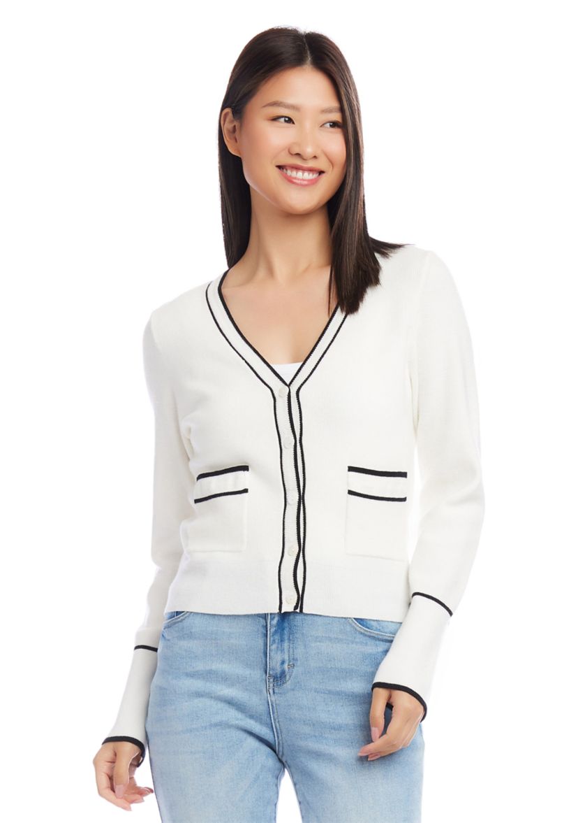 Womens Contrast Trim Cardigan
