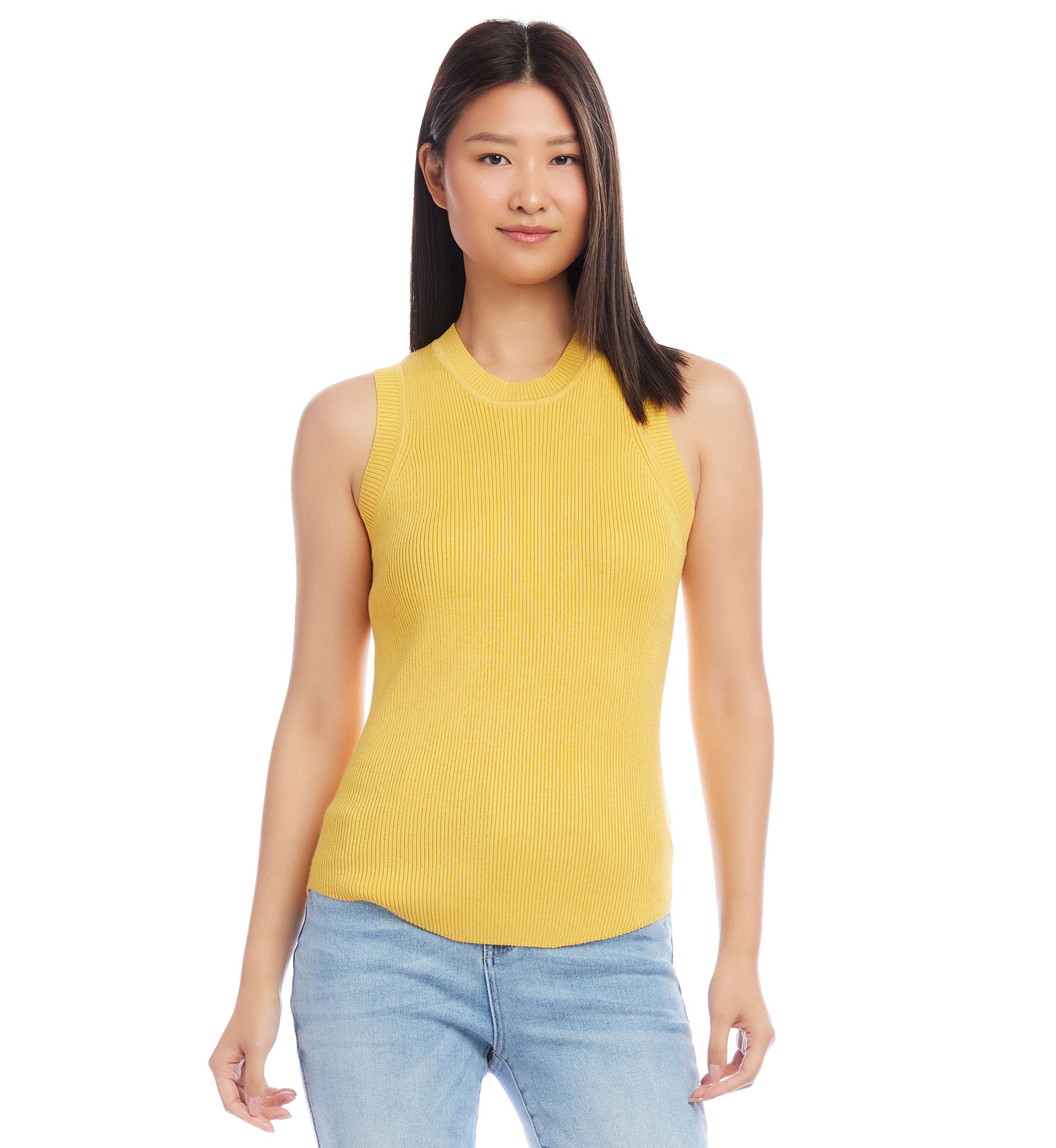 Womens Ribbed Sleeveless Sweater