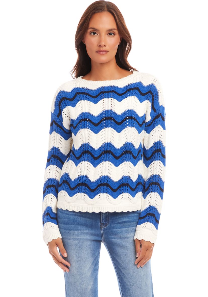 Womens Pointelle Zigzag Sweater