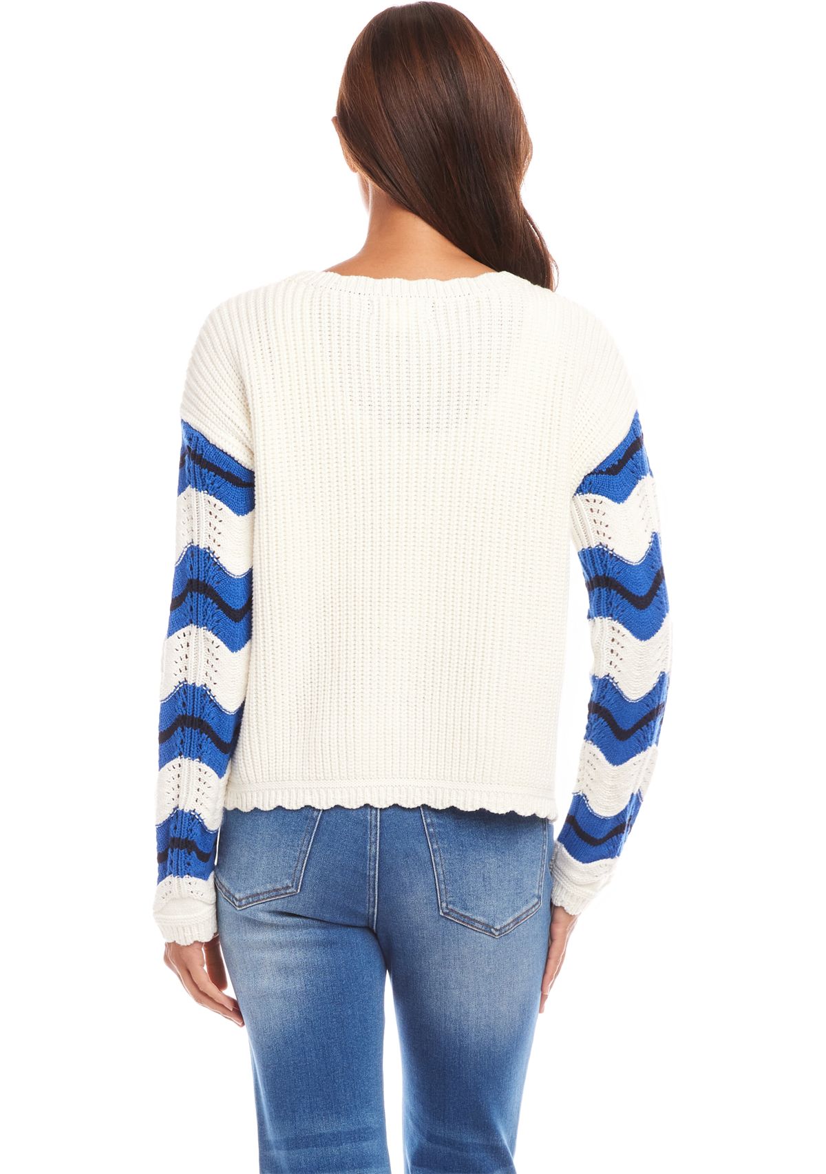 Womens Pointelle Zigzag Sweater