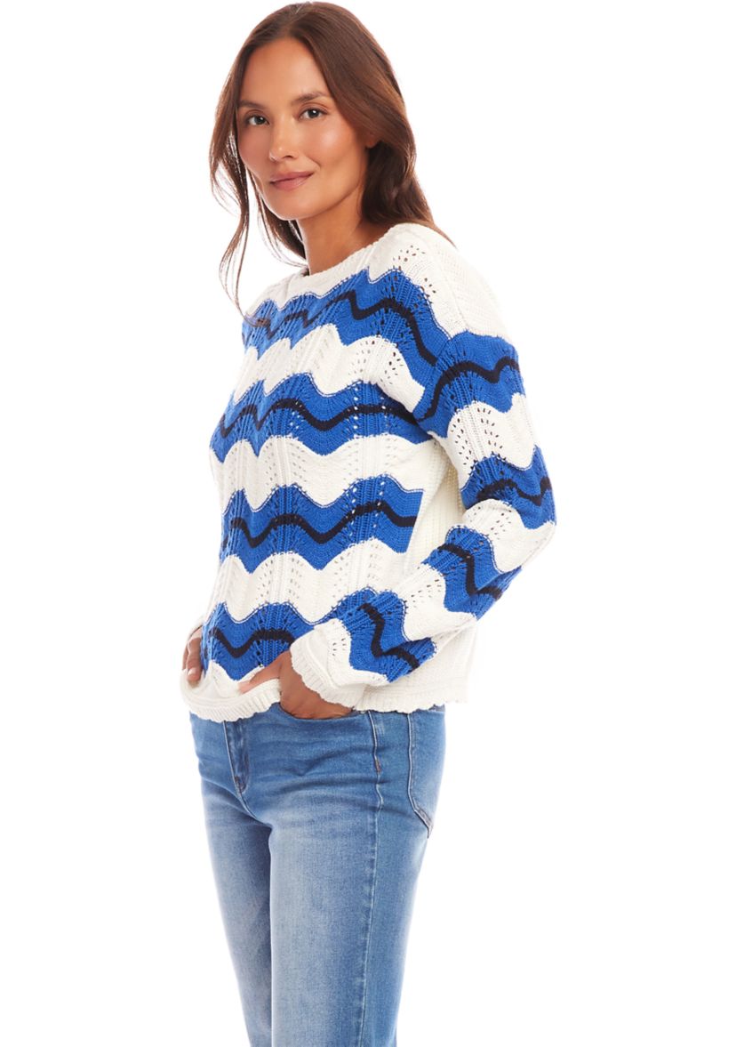 Womens Pointelle Zigzag Sweater