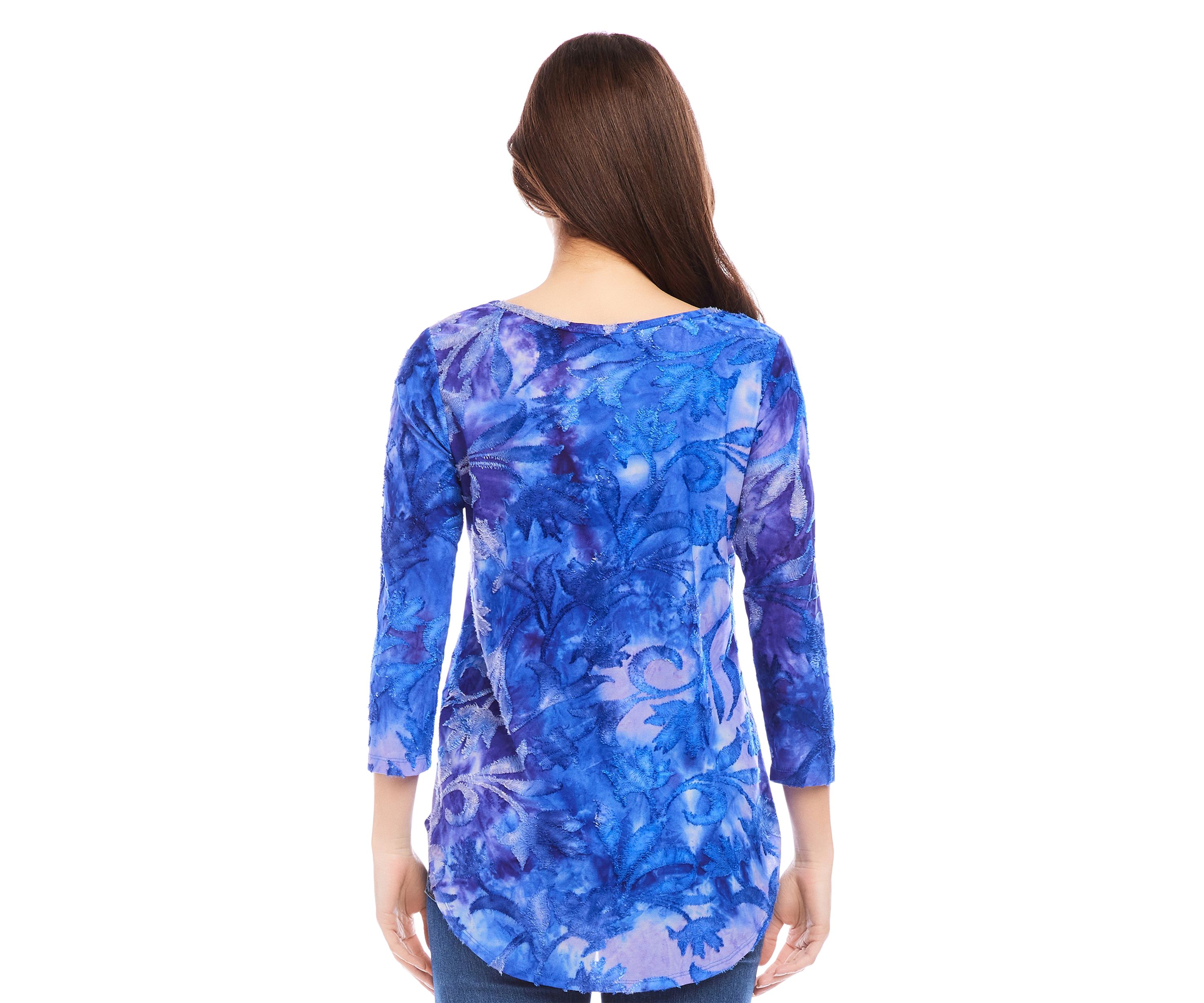 Womens Tie Dye Burnout Shirttail Top