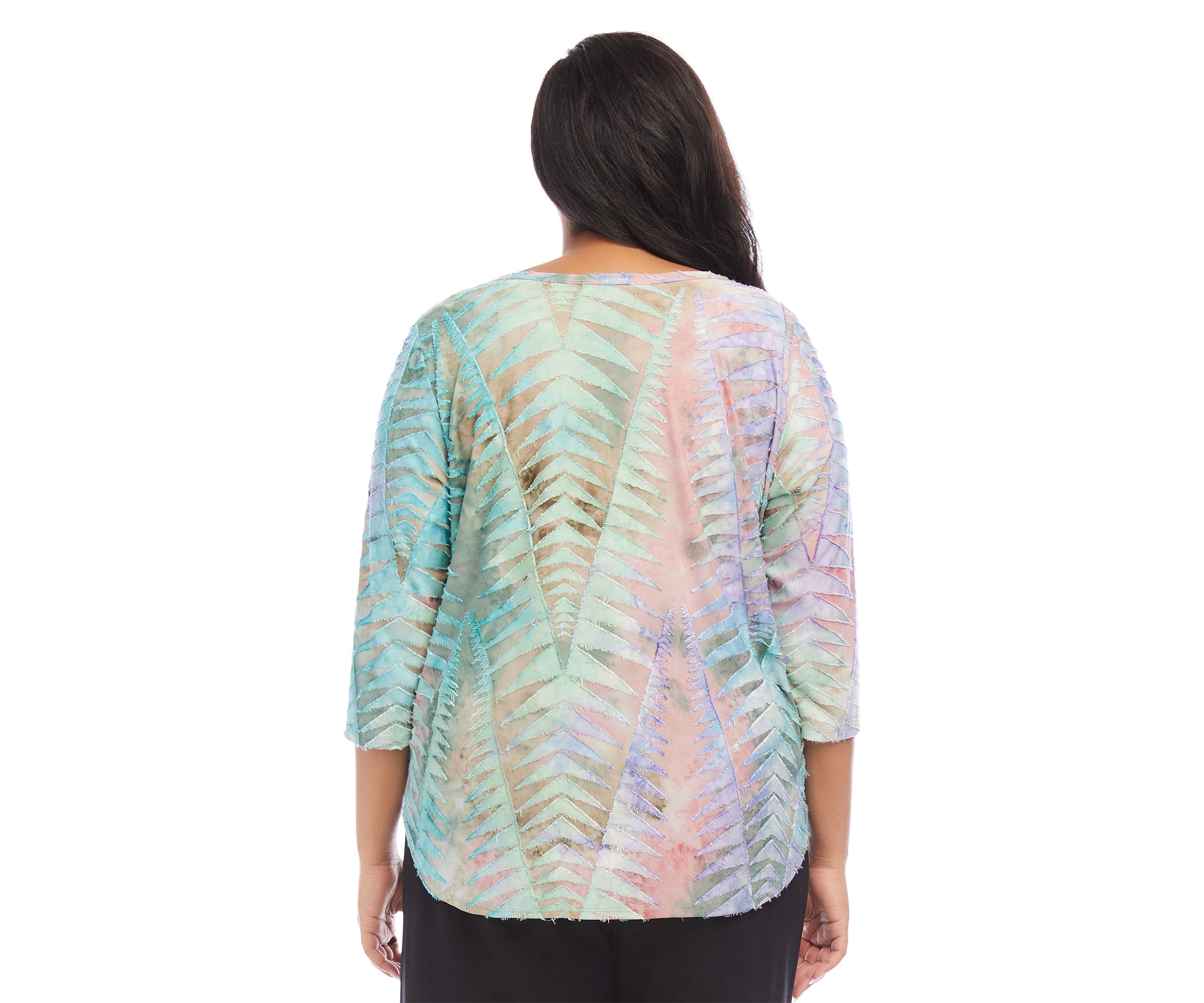 Plus Size Tie Dye Burnout Shirttail Top