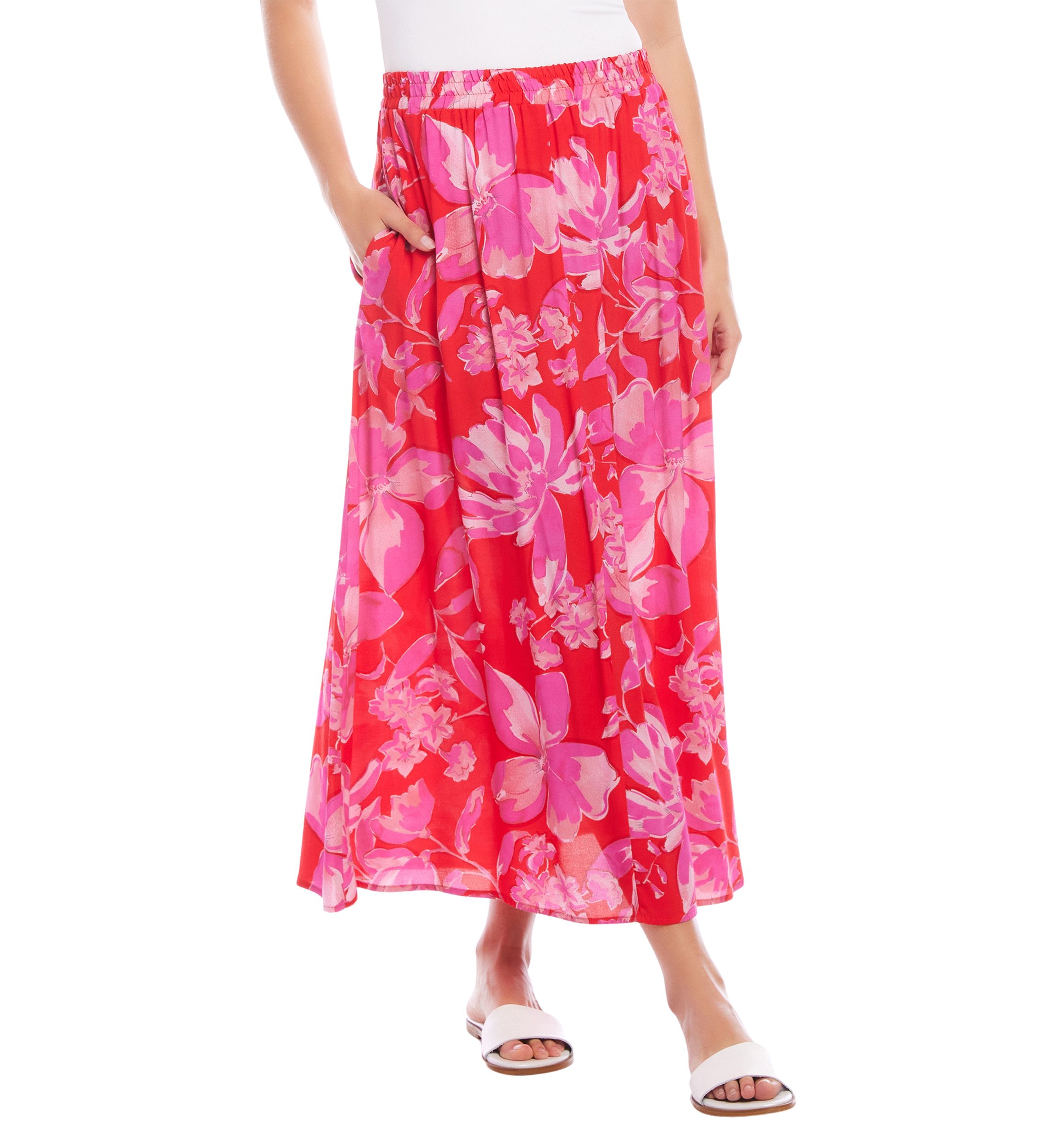 Womens Flare Midi Skirt