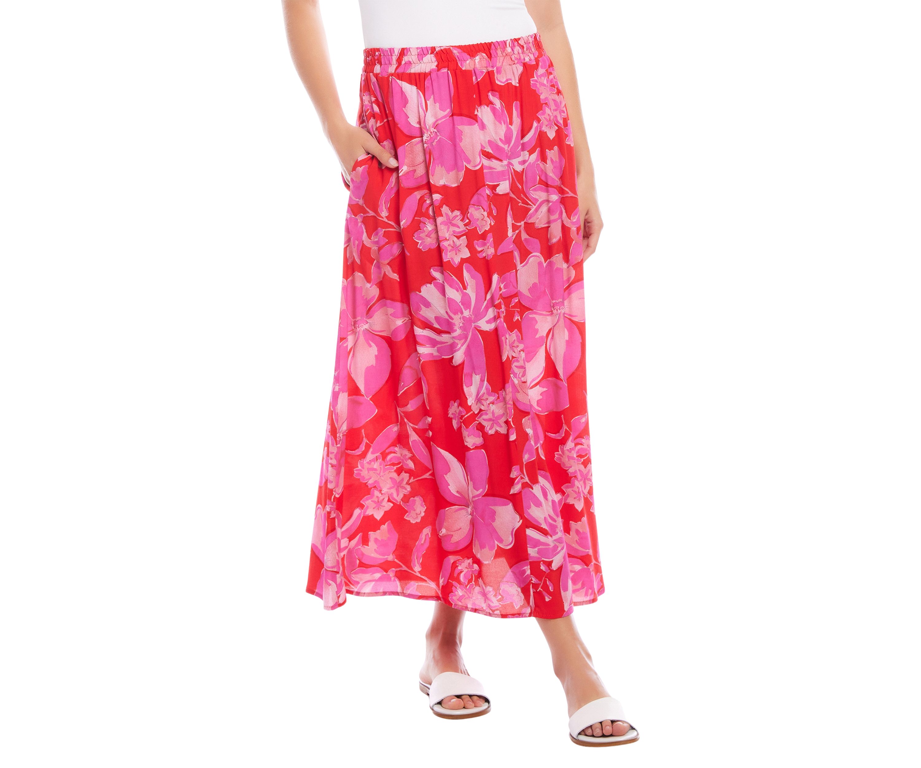 Womens Flare Midi Skirt