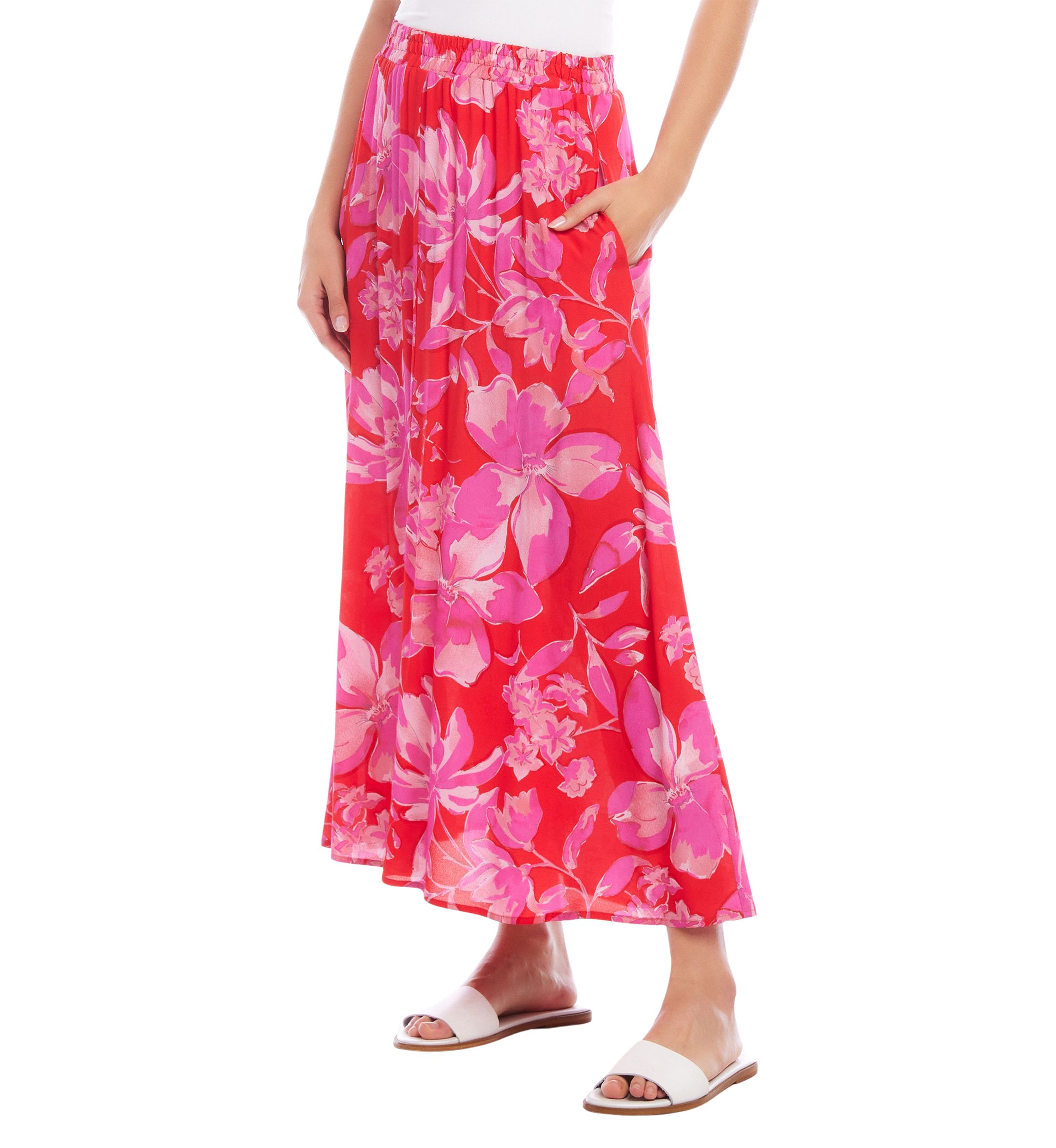 Womens Flare Midi Skirt