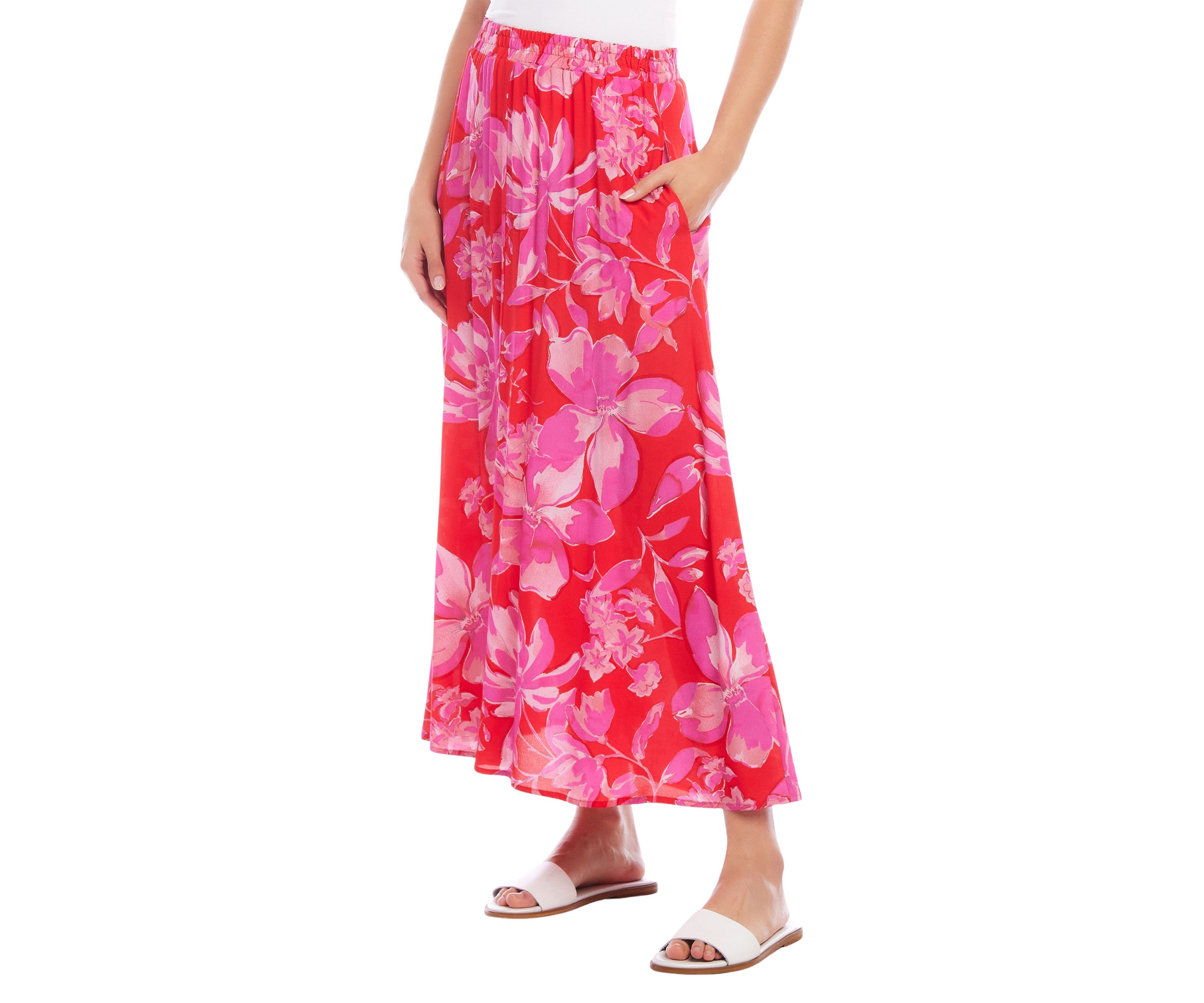 Womens Flare Midi Skirt