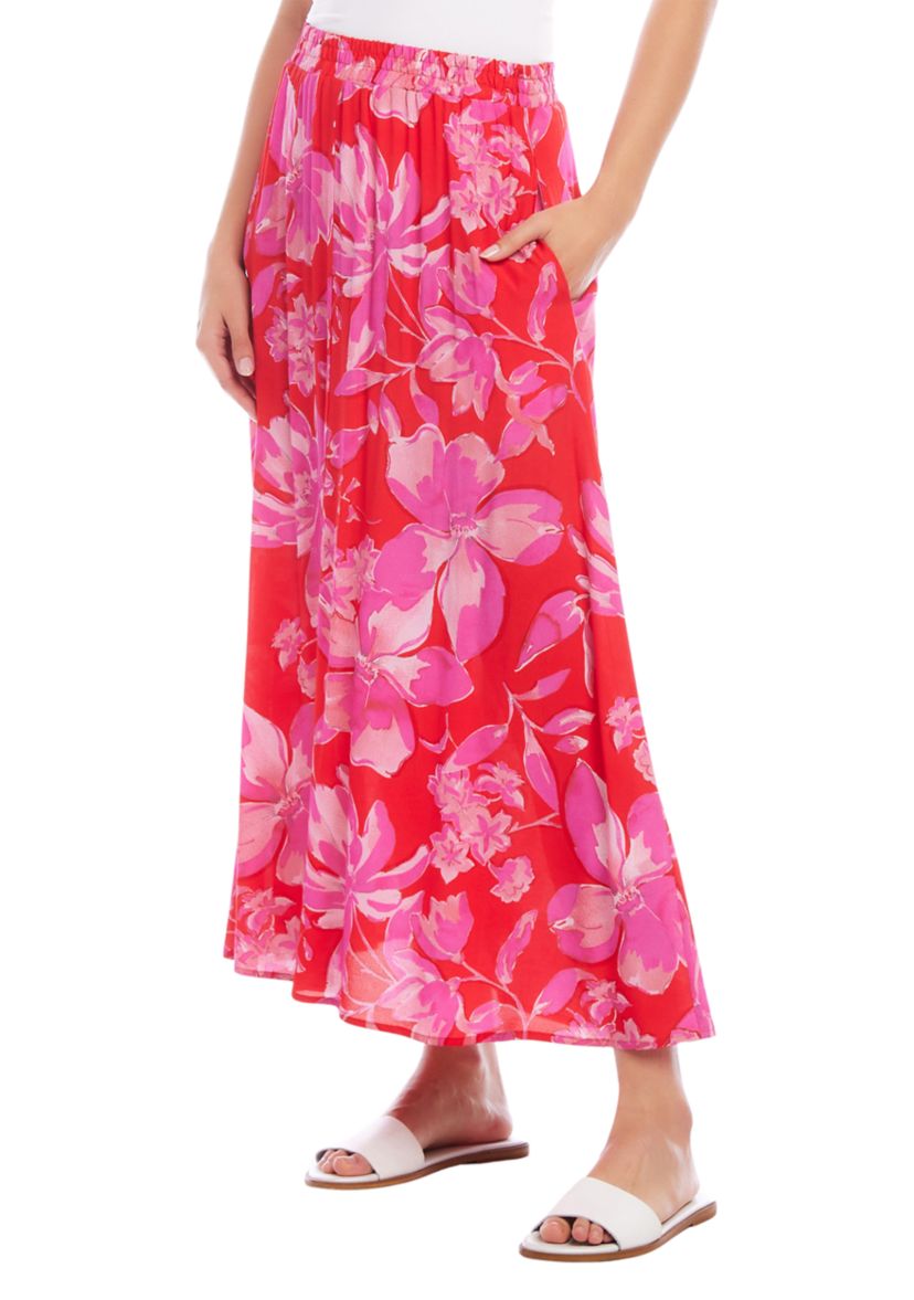 Womens Flare Midi Skirt