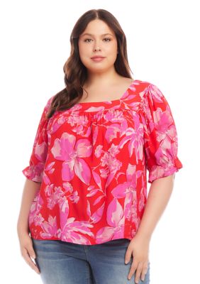 Karen Kane Women's Plus Size Square Neck Top, 2X
