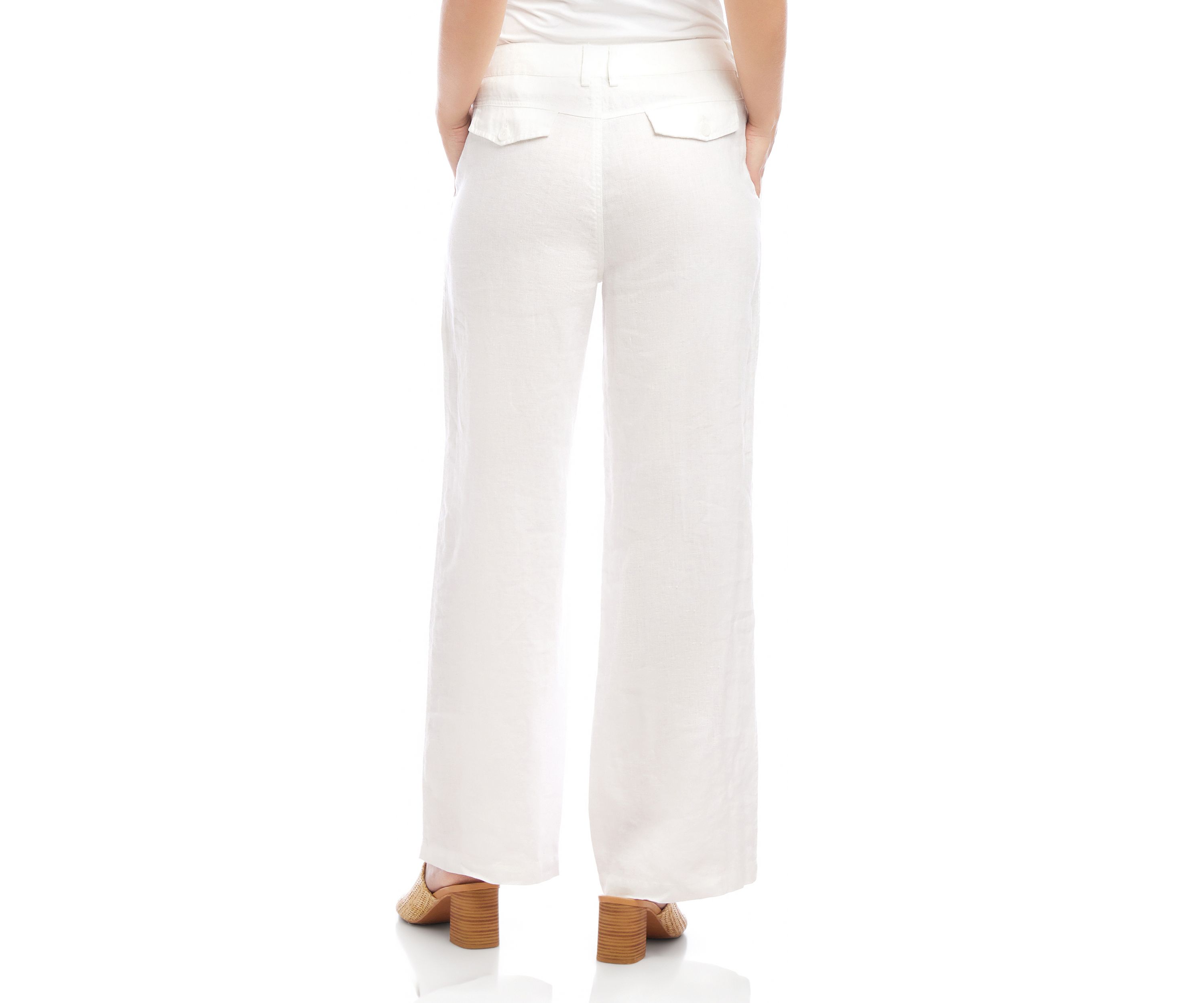 Womens Linen Wide-Leg Trousers