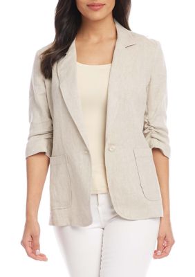 navy ruched sleeve jacket