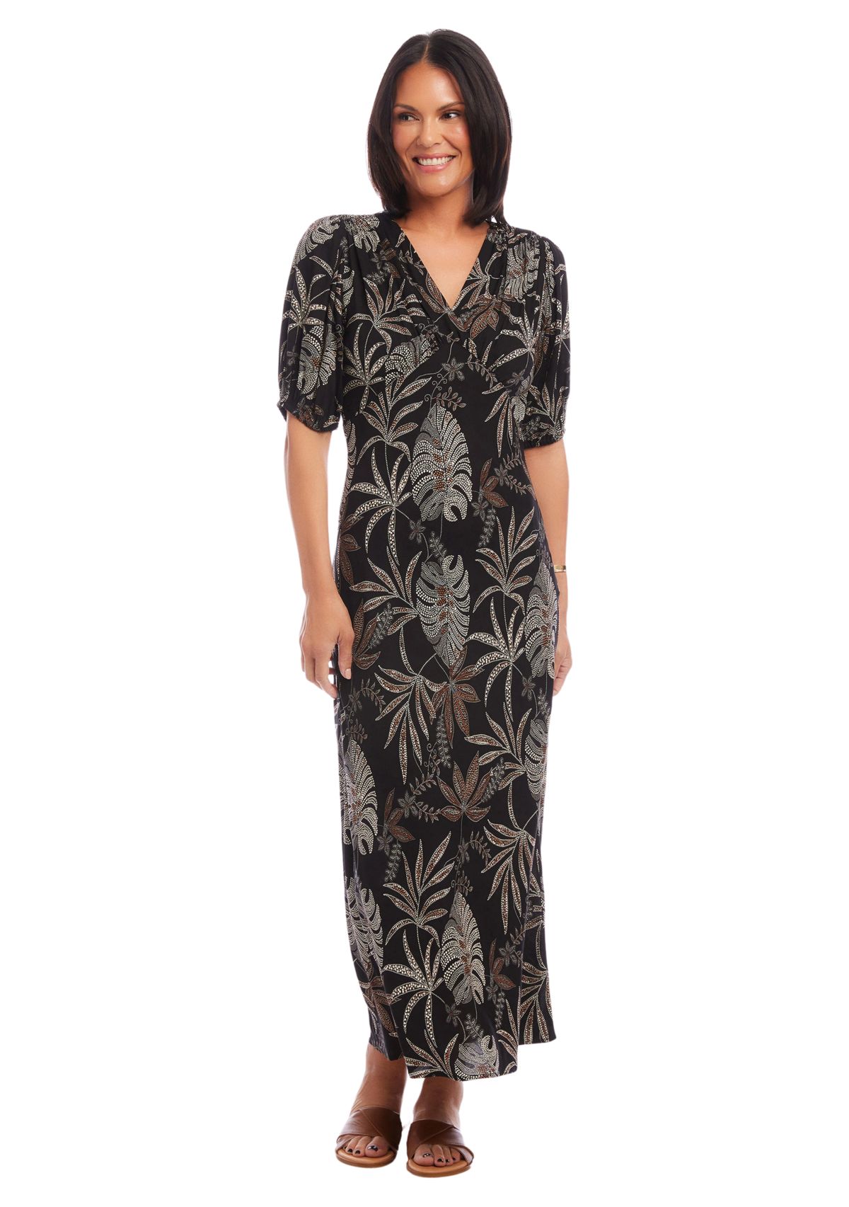 Womens Bias Puff Sleeve Dress