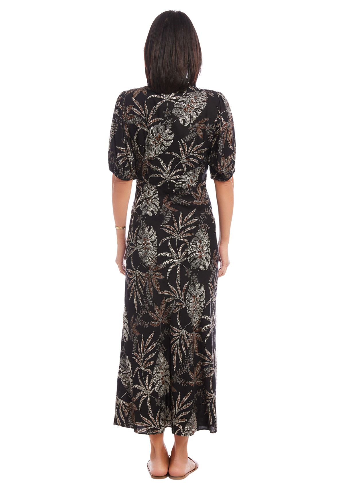 Womens Bias Puff Sleeve Dress