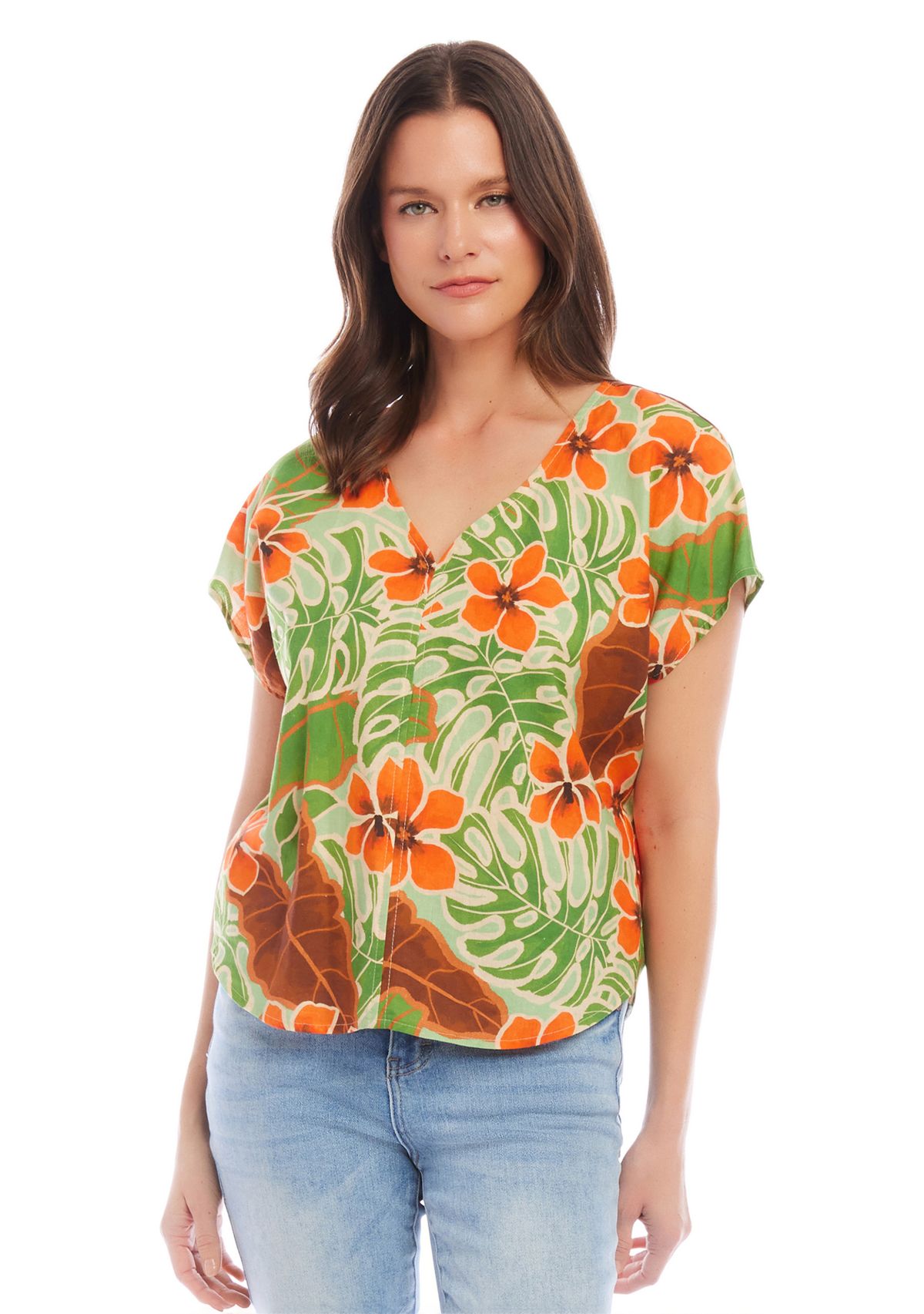 Womens Printed Dolman Sleeve Top