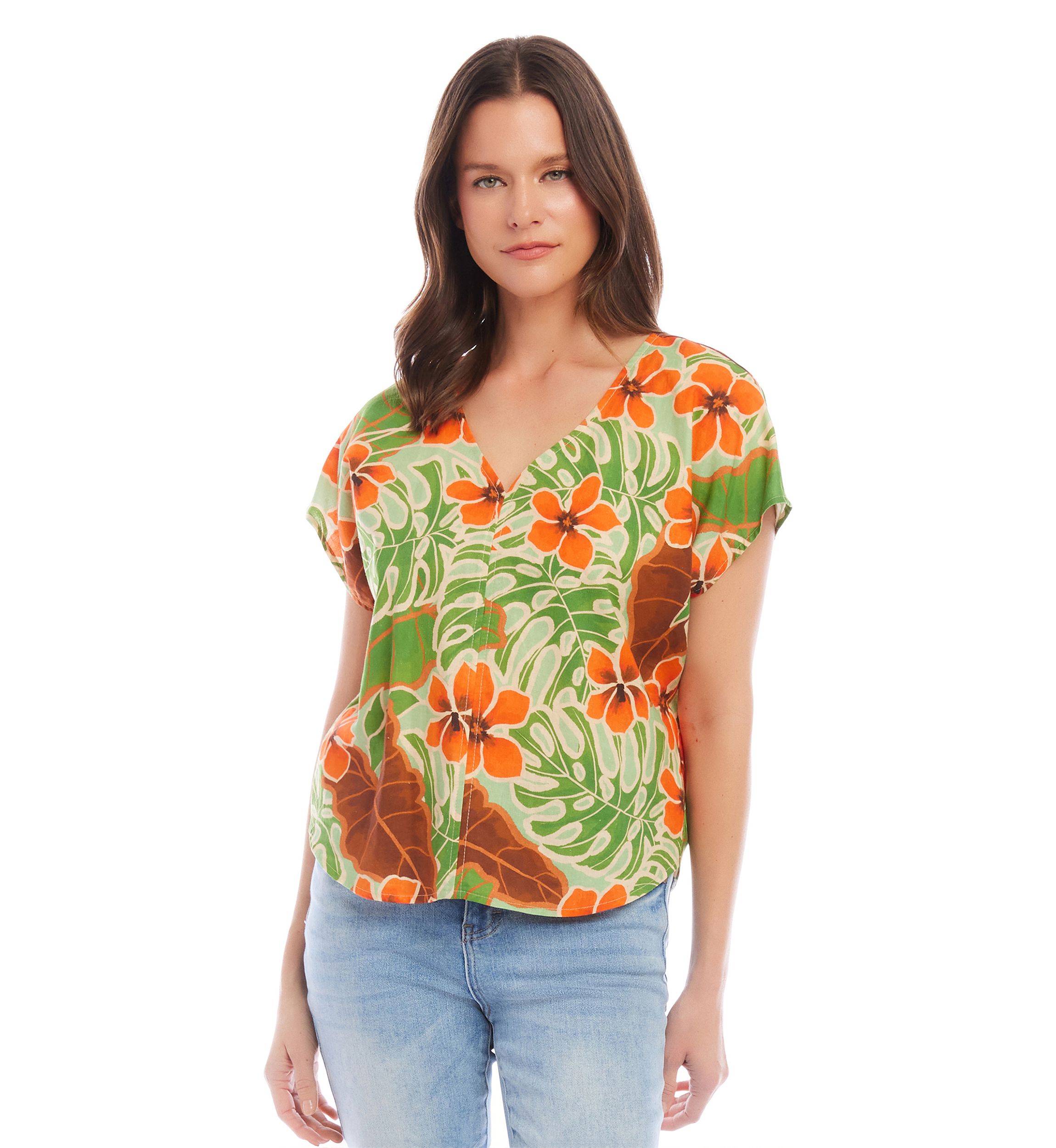 Womens Printed Dolman Sleeve Top