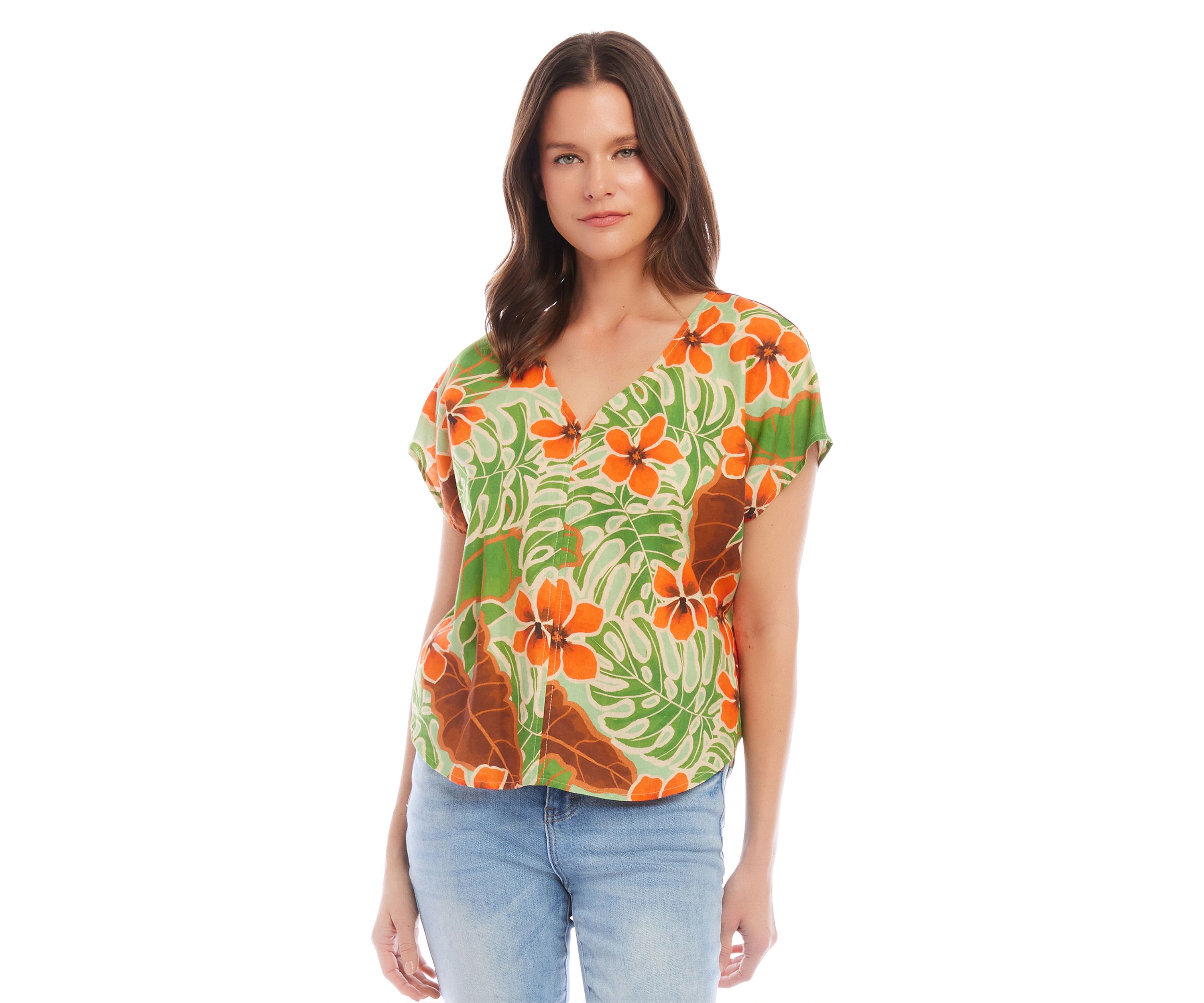 Womens Printed Dolman Sleeve Top