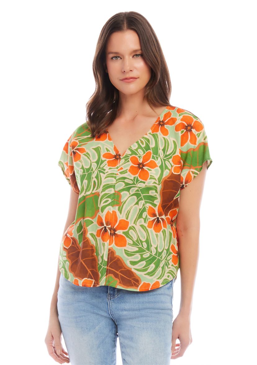 Womens Printed Dolman Sleeve Top