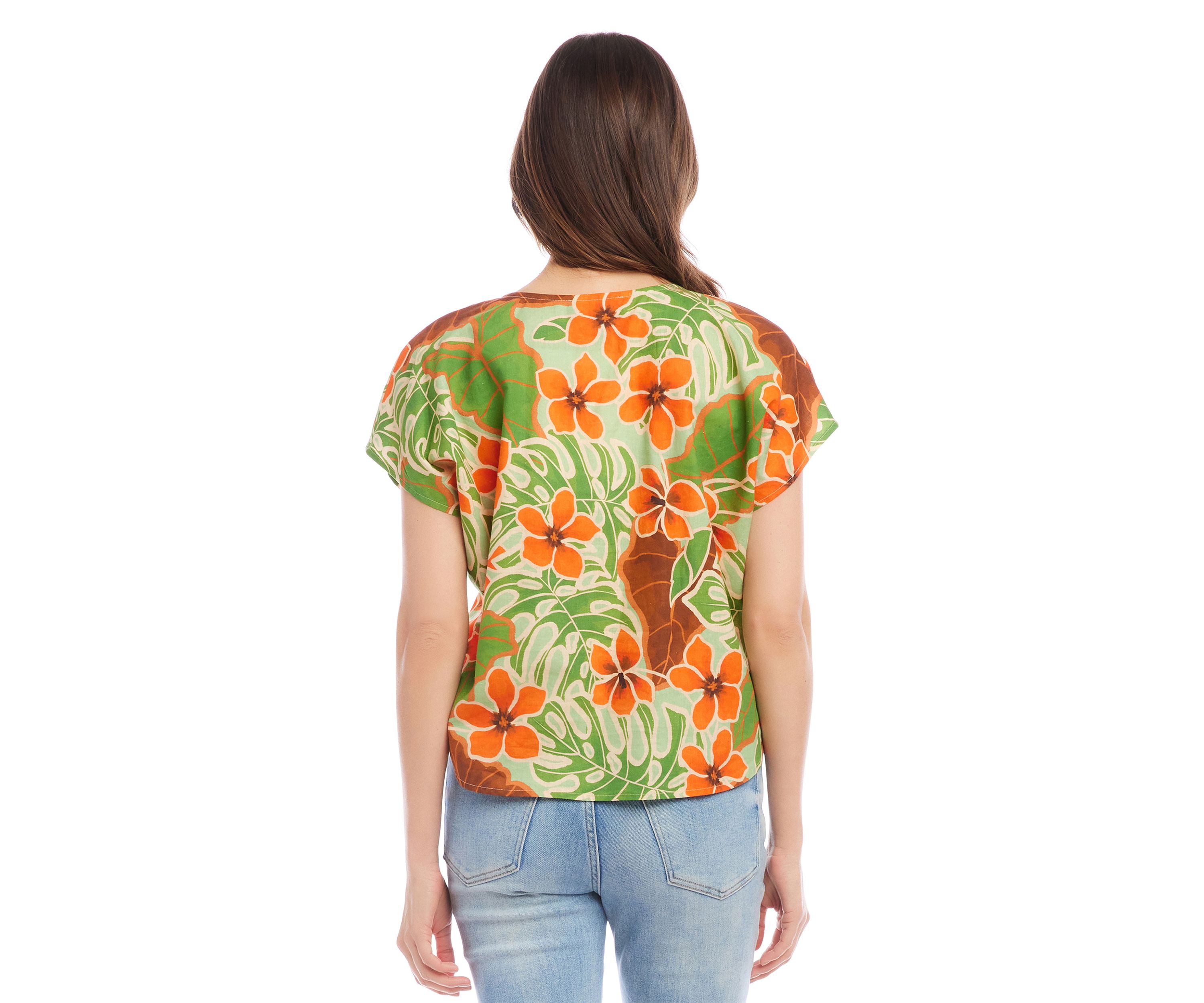 Womens Printed Dolman Sleeve Top