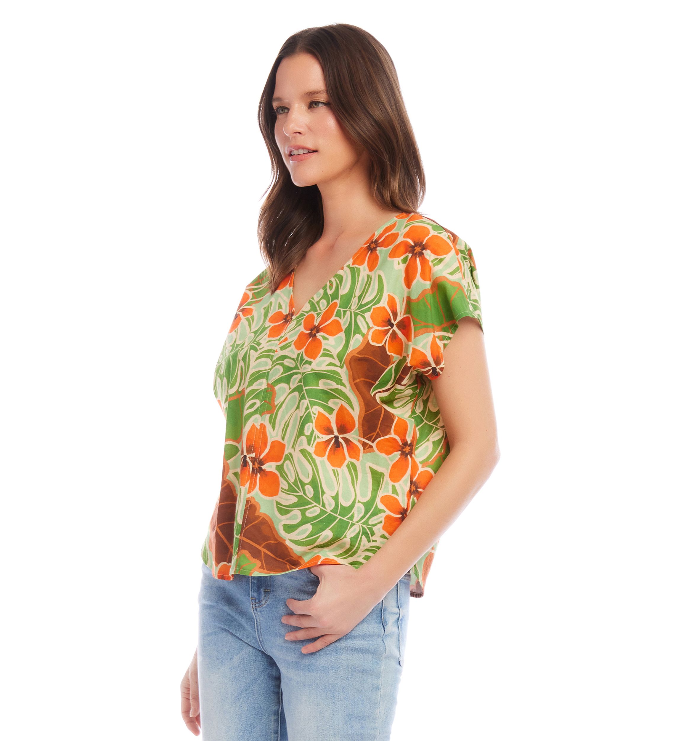 Womens Printed Dolman Sleeve Top