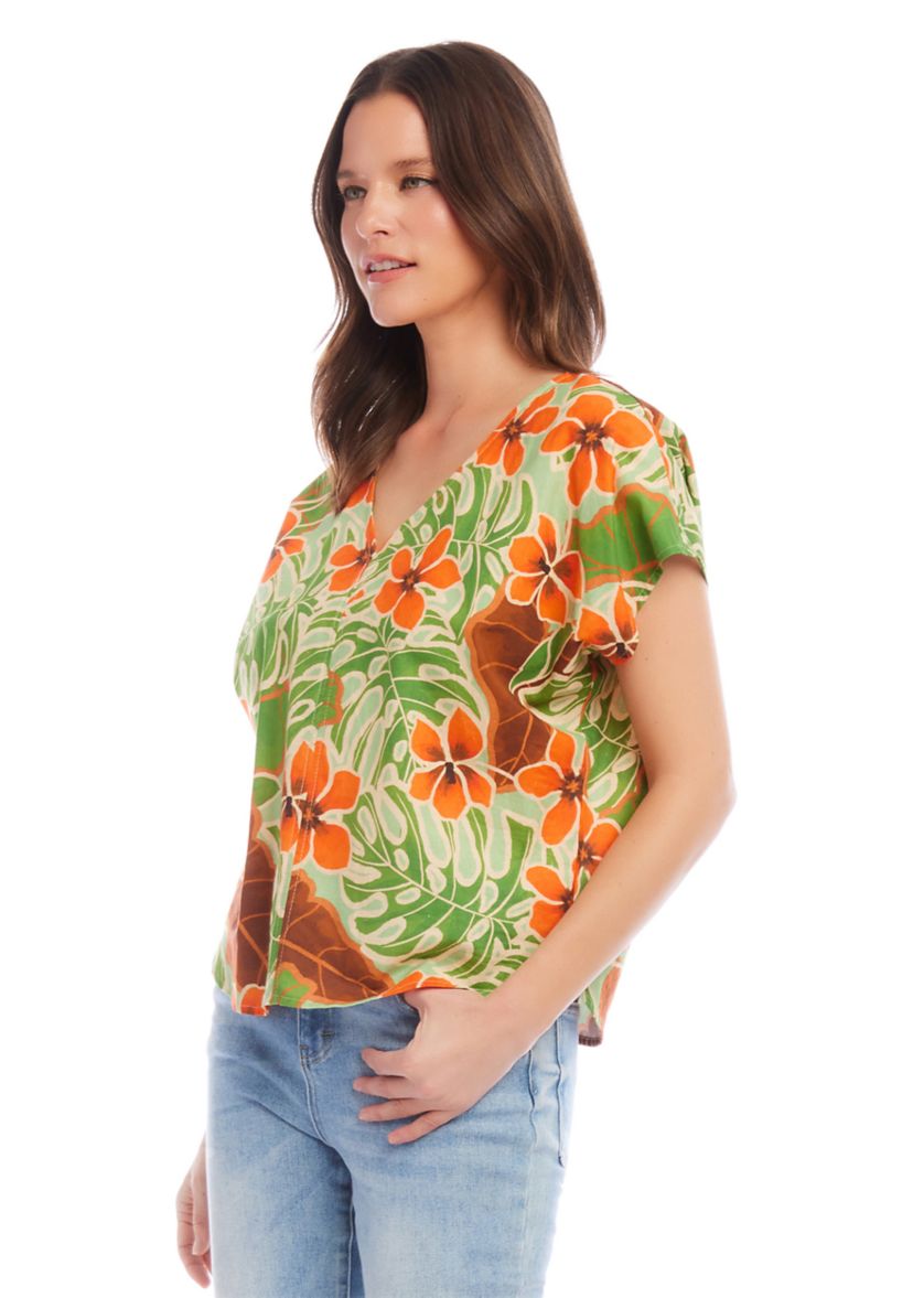 Womens Printed Dolman Sleeve Top
